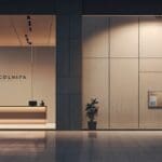 Escena de un centro de negocios tecnológico moderno y minimalista durante el día