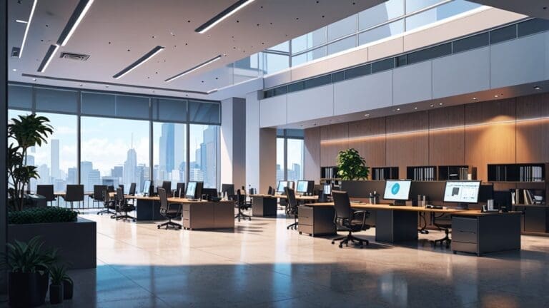 Oficinas modernas y tecnológicas con un ambiente corporativo