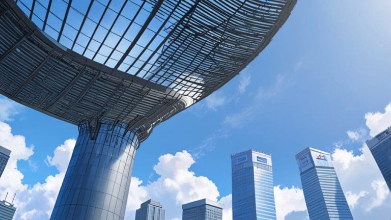 Edificios modernos de tecnología en China con un cielo despejado