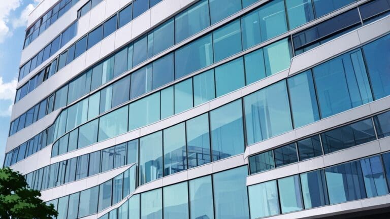 Edificio moderno con fachada de vidrio representando innovación tecnológica