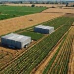 Tecnología de inteligencia artificial aplicada en un campo agrícola.