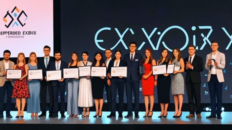 Representantes de GuardedBox recibiendo el premio Emprende XXI en una ceremonia con otros emprendedores.