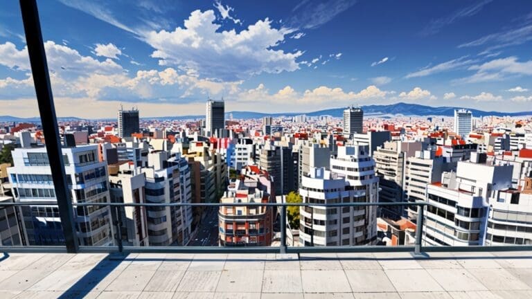 Vista panorámica de Madrid con edificios modernos y cielo despejado