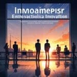 Moderno centro de innovación tecnológica al amanecer