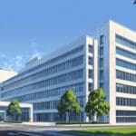 Edificio universitario moderno con diseño arquitectónico de vanguardia en entorno urbano tecnológico