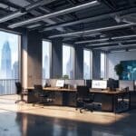 Oficinas corporativas modernas de una startup tecnológica en un entorno urbano