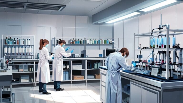 Laboratorio moderno con equipo tecnológico para detección bacteriana en aire y agua