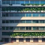 Edificio tecnológico moderno rodeado de vegetación en un entorno urbano de Cataluña