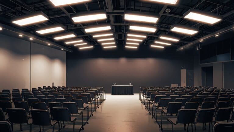 Sala de servidores con luces LED iluminando equipos de alta tecnología