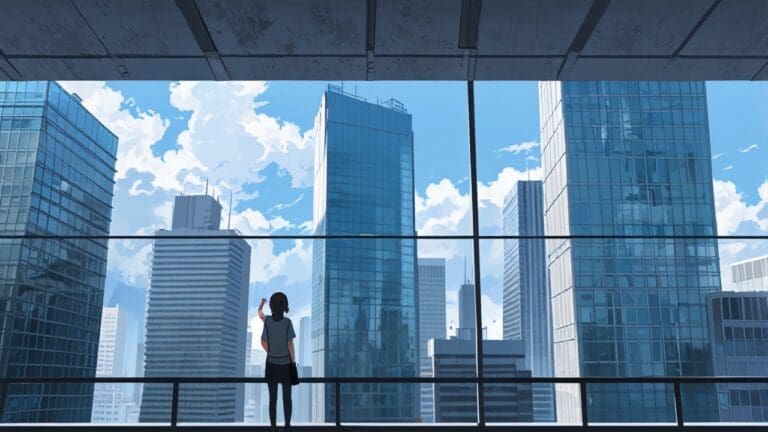 Vista moderna de un centro tecnológico con edificios vanguardistas y cielo despejado