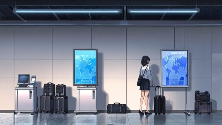 Oficina moderna con computadoras y pantallas mostrando diseños de viajes personalizados