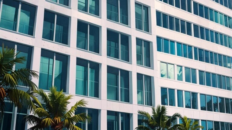 Modernos edificios de oficinas en Miami representando el crecimiento tecnológico.