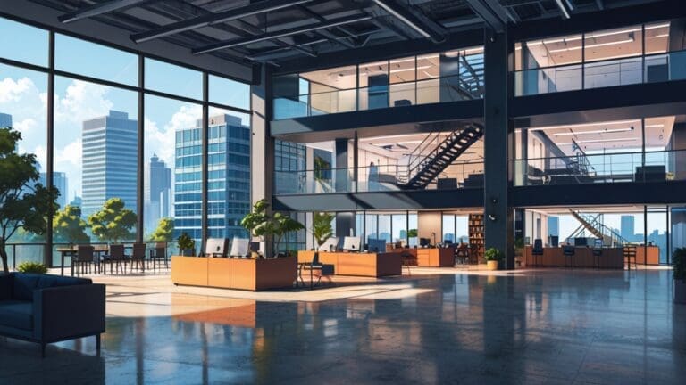 Oficinas de startups tecnológicas en un moderno edificio empresarial