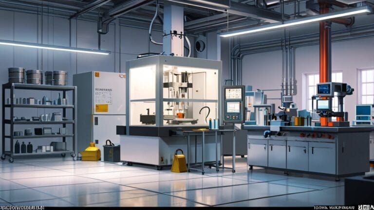 Laboratorio de impresión 3D de órganos con equipo tecnológico avanzado y luz neutra.