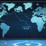 Entorno moderno y tecnológico con un mapa digital en una pantalla