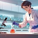 Laboratorio moderno con científicos trabajando en investigación biotecnológica
