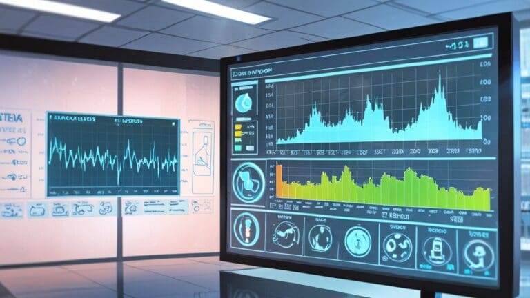 Pantalla de computadora mostrando un gráfico de datos médicos en un entorno de oficina moderno