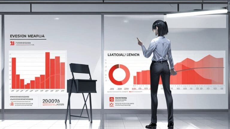 Oficina moderna con pantallas mostrando datos musicales y gráficos de regalías.