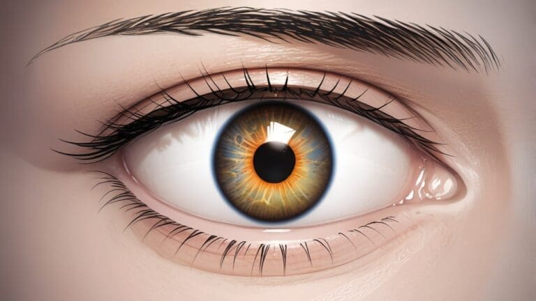 Primer plano de un ojo escaneado por un dispositivo biométrico en un fondo blanco de alta tecnología