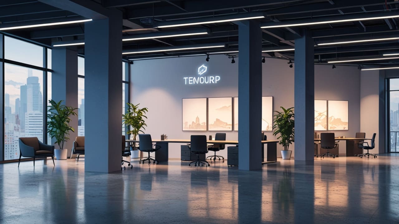 Oficinas modernas con tecnología de startups en un entorno bien iluminado