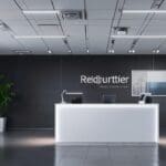 Innovador dispositivo tecnológico en un entorno de oficina moderno con fondo neutro