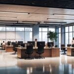 Oficinas modernas con tecnología avanzada y ambiente corporativo en Barcelona