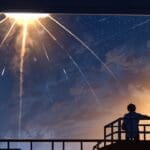 Cohete lanzándose desde una plataforma de despegue en un entorno desértico al amanecer