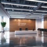 Oficinas modernas de una agencia de fomento económico con un ambiente profesional y corporativo, enfocadas en la innovación tecnológica.