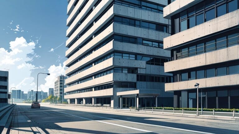 Arquitectura moderna en un horizonte urbano, representando innovación tecnológica.