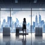 Oficinas modernas con pantallas digitales mostrando gráficas de aseguradoras