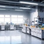 Laboratorio moderno con equipos tecnológicos enfocados en compostaje sostenible