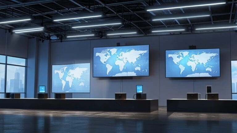 Sala de un centro tecnológico con dispositivos de telemonitorización en exhibición