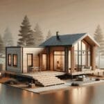 Imagen de una vivienda modular construida con madera en un entorno natural