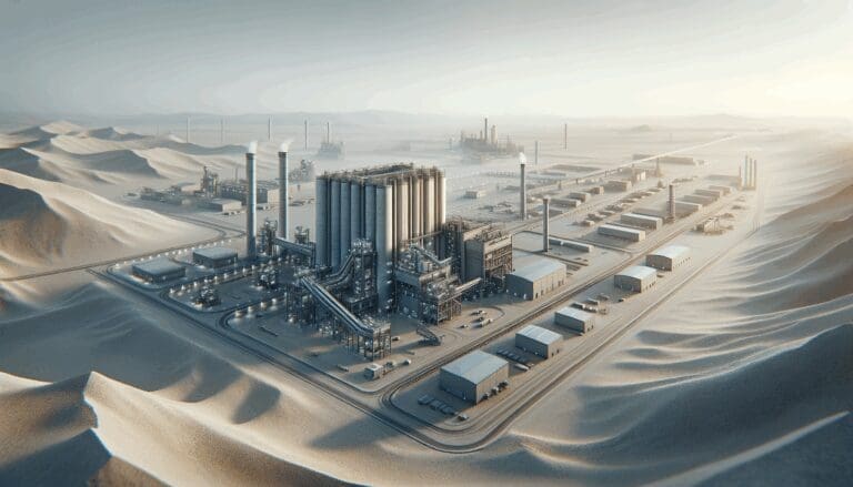 Instalaciones industriales en una planta minera moderna en medio del desierto