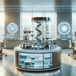 Laboratorio moderno con equipo científico trabajando en soluciones biotecnológicas