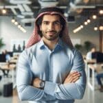 Retrato profesional de un inversionista en un entorno moderno de coworking