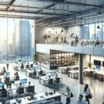 Oficinas modernas en Silicon Valley con startups en actividad