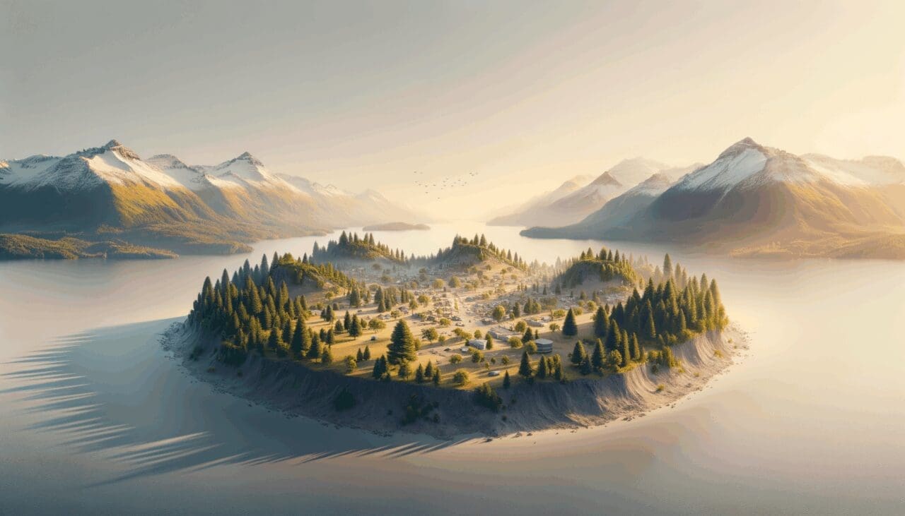 Vista panorámica del paisaje de Frutillar, con un entorno natural y tecnología avanzada.