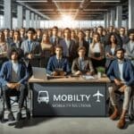 Personas jóvenes en espacio de coworking tecnológico presentando soluciones innovadoras de movilidad