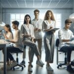 Equipo de jóvenes trabajando en un laboratorio moderno de biotecnología