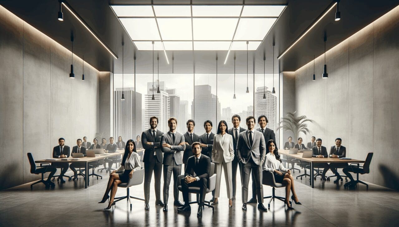 Equipo de emprendedores reunido en un espacio de coworking moderno en Lima