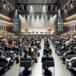 Auditorio lleno de emprendedores y expertos en salud digital durante un evento tecnológico