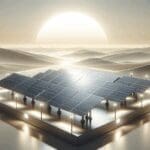 Instalación solar moderna en un entorno tecnológico con cielo despejado