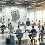 Oficinas modernas con ingenieros trabajando en inteligencia artificial