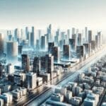 Panorámica urbana de Tel Aviv con un fondo de edificios tecnológicos y centros de innovación