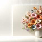 Flores frescas coloridas en un fondo blanco moderno