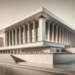 Vista de un edificio moderno del Congreso de Chile desde un ángulo puntual.