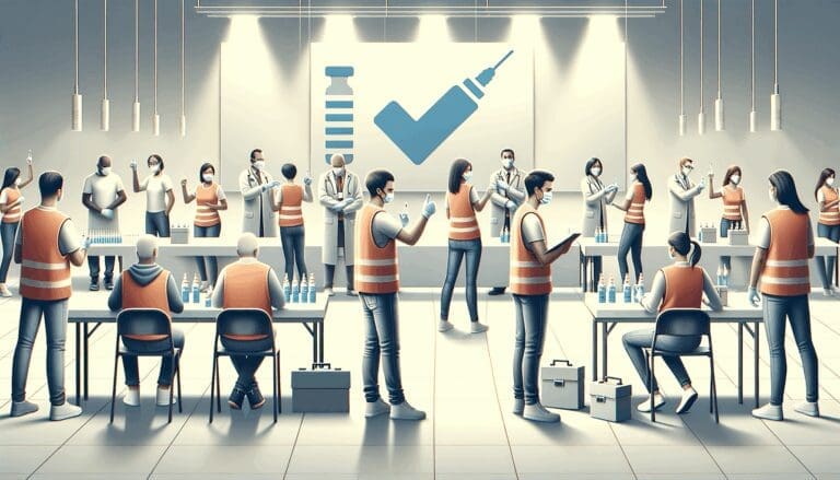 Voluntarios de una startup en una jornada de vacunación comunitaria