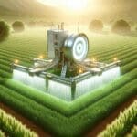 Innovador dispositivo agrícola tecnológico en un campo verde
