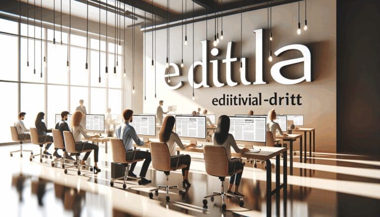 Oficina moderna con ambiente creativo y tecnológico, personas trabajando en computadoras